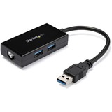 StarTech.com USB 3.0 to Gigabit Network Adapter with Built-In 2-Port USB Hub - Native Driver Support (Windows, Mac and Chrome OS) - Add Gigabit Ethernet connectivity and two USB 3.0 ports to your laptop or tablet through a single USB port - USB Ethernet NIC network adapter with native driver support (Windows, Mac, Chrome OS) - USB network adapter and charging hub w/ Realtek chip