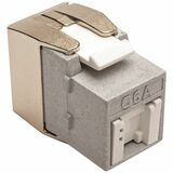 Tripp Lite by Eaton Cat6a Keystone Jack with Dust Shutter, 180-Degree Toolless - Silver - 1 x RJ-45 Female