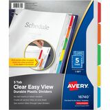 Avery Clear Easy View Durable Plastic Dividers5 tabs, 1 set - 5 x Divider(s) - 5 - 5 Tab(s)/Set - 8.50" Divider Width x 11" Divider Length - 3 Hole Punched - Clear Plastic Divider - Multicolor Plastic Tab(s) - 5 / Set