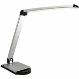 Lorell Smart Device Slot/USB Task Light - 8 W LED Bulb - USB Charging, Dimmable - Aluminum, Plastic - Desk Mountable - Silver - for Desk, Table, Indoor