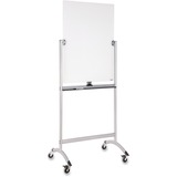Lorell Revolving Glass Easel - 27.6" (2.3 ft) Width x 39.4" (3.3 ft) Height - Glass Surface - Silver Frame - Rectangle - Revolving, Accessory Tray, Casters, Stain Resistant, Ghost Resistant, Smooth Writing - Assembly Required - 1 Each