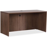 Lorell Essentials Series Credenza Shell - 66.1" x 23.6"29.5" Credenza, 1" Top, 3.8" Drawer Pull, 0.1" Edge - Walnut, Laminate Table Top - Durable, Grommet, Cord Management, Adjustable Feet, Lockable - For Office