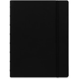 Rediform A5 Size Filofax Notebook - A5 - 56 Sheets - Twin Wirebound - 0.24" Ruled - A5 - 8 1/4" x 5 13/16" - 8.50" (215.90 mm) x 6.44" (163.51 mm) - Off White/Ivory Paper - BlackLeatherette Cover - Elastic Closure, Indexed, Pocket, Ruler, Refillable, Soft Cover, Divider, Tab, Page Marker, Ribbon Marker - Recycled - 1 Each