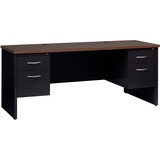 Lorell Walnut Laminate Commercial Steel Double-pedestal Credenza - 2-Drawer
