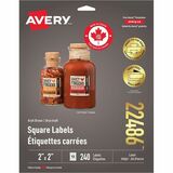 Avery Kraft Brown Square Labels - 2" Width x 2" Length - Square - Laser, Inkjet - Brown - Kraft - 12 / Sheet - 240 / Pack
