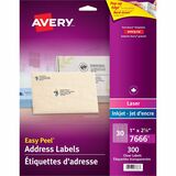 Avery Rectangle Clear Labels with Easy Peel1" x 2?" , for Laser/Inkjet Printers - 2 5/8" Width x 1" Length - Rectangle - Laser, Inkjet - Glossy - Clear - 30 / Sheet - 300 / Pack - Easy Peel, Customizable