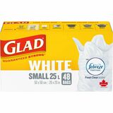 Glad Easy-Tie White Kitchen Catchers Bags - 21 L Capacity - 19.50" (495.30 mm) Width x 20" (508 mm) Length - White - 48/Box - Kitchen, Garbage, Office, Bathroom, Bedroom