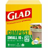 Glad Trash Bag - Small Size - 9.80 L Capacity - 16.30" (414.02 mm) Width x 16.50" (419.10 mm) Length - Translucent - 20/Box - Garbage, Kitchen, Breakroom, Office, School, Restaurant, Bathroom, Bedroom