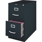 Lorell File Cabinet - 2-Drawer - 18" x 25" x 28.4" - 2 x Drawer(s) for File - Legal - Vertical - Ball-bearing Suspension, Lockable, Hanging Bar, Pull Handle - Black - Recycled