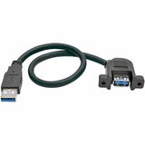 Eaton Tripp Lite Series USB 3.0 SuperSpeed Panel-Mount Type-A Extension Cable (M/F), 1 ft. (0.31 m)