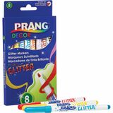 Prang Decor Glitter Markers - Assorted Water Based Ink - Felt Tip - 8 / Set