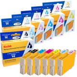 KODAK Remanufactured Ink Cartridge Combo Pack Compatible With Epson T098 / T099 / 98 / 99 (T098120-BCS) High-Yield Black, Lt. Cyan, Lt. Magenta, Cyan, Magenta, Yellow