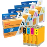 KODAK Remanufactured Ink Cartridge Combo Pack Compatible With Epson T125 / 125 (T125120-BCS) High-Yield Black, Cyan, Magenta, Yellow