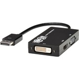 Tripp Lite DisplayPort to VGA / DVI / HDMI 4K x 2K Adapter Converter - 6" DVI/DisplayPort/HDMI/VGA A/V Cable for Audio/Video Device, Notebook, Tablet, Monitor, Projector, TV - First End: 1 x DisplayPort 1.2 Digital Audio/Video - Male - Second End: 1 x 15-pin HD-15 - Female, 1 x HDMI Digital Audio/Video - Female, 1 x DVI (Dual-Link) Digital Video - Female - Supports up to 3840 x 2160 - Black - 1 Each