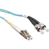 Axiom LC/ST Multimode Duplex OM4 50/125 Fiber Optic Cable 3m - 9.8 ft Fiber Optic Network Cable for Network Device - First End: 2 x LC Network - Male - Second End: 2 x ST Network - Male - 100 Gbit/s - Patch Cable - 50/125 µm - Aqua