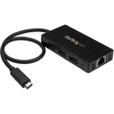 StarTech.com 3 Port USB 3.0 Hub with USB-C and Gigabit Ethernet - Includes Power Adapter - USB C Hub - USB Type-C Hub + GbE - USB Type C