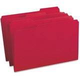 Business Source 1/3 Tab Cut Legal Recycled Top Tab File Folder - 8 1/2" x 14" - Top Tab Location - Assorted Position Tab Position - Red - 10% Recycled - 100 / Box