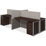 Bush Business Furniture Easy Office 60W 4 Person Straight Desk Office w/3-Drawer Pedestlas
