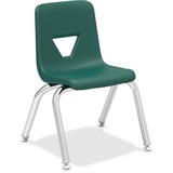 Lorell 12" Seat-height Stacking Student Chair - Four-legged Base - Green - Polypropylene - 4 / Carton