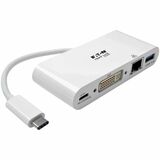 Tripp Lite by Eaton USB-C Multiport Adapter DVI USB 3.x (5Gbps) Hub Port Gbe and PD Charging White