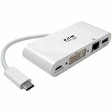 Eaton Tripp Lite Series USB-C Multiport Adapter, DVI, USB 3.x (5Gbps) Hub Port, Gbe and PD Charging, White