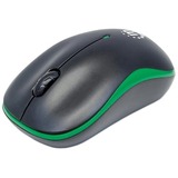 Manhattan Success Wireless Mouse, Black/Green, 1000dpi, 2.4Ghz (up to 10m), USB, Optical, Three Button with Scroll Wheel, USB micro receiver, AA battery (included), Low friction base, Three Year Warranty, Blister