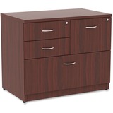Lorell Essentials Series Box/Box/File Lateral File - 1" Side Panel, 0.1" Edge, 35.5" x 22"29.5" Lateral File - 4 x Box, File Drawer(s) - Mahogany Laminate Table Top - Versatile, Ball Bearing Glide, Drawer Extension, Security Lock, Durable, Adjustable Leve