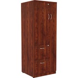 Lorell Essentials Storage Cabinet - 2-Drawer - 23.6" x 23.6"65.6" Cabinet, 0.5" Compartment - 2 x Storage Drawer(s) - 1 Door(s) - Finish: Cherry, Laminate