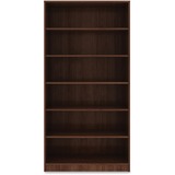 Lorell Walnut Laminate Bookcase - 72" Height x 36" Width x 12" Depth - Sturdy, Adjustable Feet, Adjustable Shelf - Walnut - Laminate - 1 Each