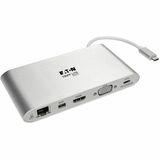 Tripp Lite by Eaton USB-C Dock, Dual Display - 4K HDMI/mDP, VGA, USB 3.x (5Gbps), USB-A/C Hub, GbE, Memory Card, 100W PD Charging