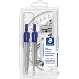 Staedtler 10-piece Math School Set - 10 Piece(s) - Metal, Transparent - Blue, Silver - 1 / Set