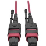 Tripp Lite by Eaton 100G MTP/MPO Multimode OM4 Plenum-Rated Fiber Optic Cable (F/F), 12 Fiber, 40/100GBASE-SR4, Push/Pull Tabs, Magenta, 1 m