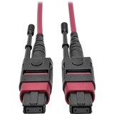Tripp Lite by Eaton 100G MTP/MPO Multimode OM4 Plenum-Rated Fiber Optic Cable (F/F), 12 Fiber, 40/100GBASE-SR4, Push/Pull Tabs, Magenta, 5 m