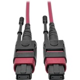 Tripp Lite by Eaton 100G MTP/MPO Multimode OM4 Plenum-Rated Fiber Optic Cable (F/F), 12 Fiber, 40/100GBASE-SR4, Push/Pull Tabs, Magenta, 15 m