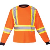 Viking Safety Cotton Lined Long Sleeve Shirt - Recommended for: Outdoor, Warehouse - Large Size - Ultraviolet Protection - Cotton, Polyester - Orange - 1 Each