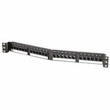 Ortronics Category 6 TechChoice 24 Port Angled Patch Panel Black 1RU - 24 Port(s) - 24 x RJ-45 - 1U...