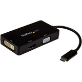 StarTech.com USB-C Multiport Video Adapter - 3-in-1 USB Type-C Video Adapter - USB-C to VGA, DVI, HDMI - 4K 30 Hz - CDPVGDVHDBP - 3-IN-1 USB C Adapter: USB C to VGA Adapter USB C to DVI Adapter or USB-C to HDMI Adapter - 4K USB-C multiport adapter - Portable USB-C dongle - USB C display adapter connects your laptop to any display - Thunderbolt 3 USB C video adapter