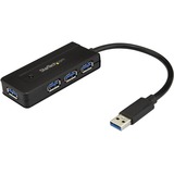 StarTech.com 4 Port USB 3.0 Hub SuperSpeed 5Gbps w/ Fast Charge - Portable USB 3.1 Gen 1 Type-A Laptop/Desktop Hub - USB Bus/Self Powered - Portable 4 Port USB 3.0 hub (5Gbps SuperSpeed) with USB Type-A ports; USB Bus/self-powered - Laptop/Desktop USB 3.1 Gen 1 Hub w/ BC 1.2 fast charge up to 1.5A (7.5W) on 1 port; max 15W total shared (w/ incl power adapter) - Driverless OS independent
