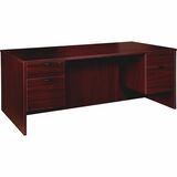 Lorell+Prominence+2.0+Mahogany+Laminate+Double-Pedestal+Desk+-+2-Drawer