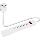 Compucessory 6-outlet Power Strip - 6 x AC Power, 2 x USB - 6 ft Cord - 1080 J Surge Energy - White