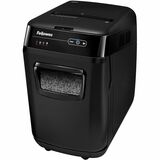 Fellowes AutoMax&trade; 200M Auto Feed Shredder - Non-continuous Shredder - Micro Cut - 200 Per Pass - for shredding Staples, Credit Card, Paper - 0.1" x 0.5" Shred Size - P-5 - 3.35 m/min - 9" Throat - 25 Minute Run Time - 25 Minute Cool Down Time - 32.1
