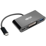 Tripp Lite by Eaton USB C to DVI Adapter USB Hub & PD Charging, Thunderbolt 3 Compatible, USB Type C to DVI, USB-C, USB Type-C 6in