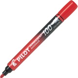 Pilot 100 Bullet Tip Permanent Markers - Bullet Marker Point Style - Red - 12 / Box