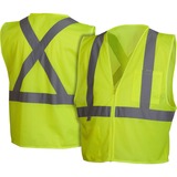 Impact Products Hi-Vis Work Wear Safety Vest - Reflective Strip, Lightweight - Large Size - Visibility Protection - Zipper Closure - Polyester Mesh - Multi - 1 Each