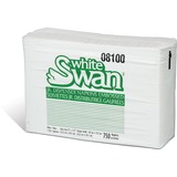 White Swan Napkins - 1 Ply - Tall Fold - 6" x 13.5" - White - Absorbent, Anti-contamination, Soft - For Food Service, Hotel, School, Office, Industry - 750 / Pack