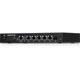 Ubiquiti ER-6P Router - 6 Ports - 5 RJ-45 Port(s) - PoE Ports - Management Port - 1 SFP (mini-GBIC) Slots - Gigabit Ethernet - 1U - Rack-mountable, Wall Mountable - 1 Year