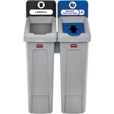 Rubbermaid+Commercial+Slim+Jim+Recycling+Station+-+2-Stream