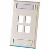 Ortronics Single Gang Keystone Faceplate, 4 Port, Fog White - 4 x Socket(s) - 1-gang - Flush Mount,...