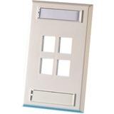 Ortronics Single Gang Keystone Faceplate, 4 Port, Cloud White - 4 x Total Number of Socket(s) -...
