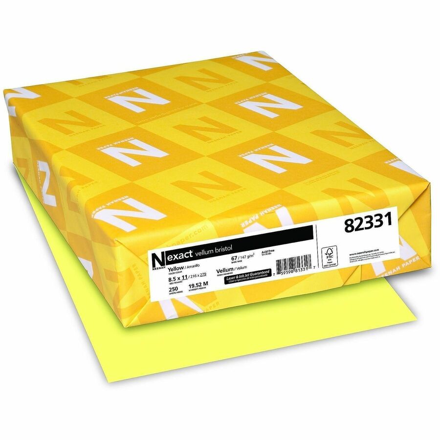 Exact Inkjet, Laser Vellum Paper - Yellow - 92 Brightness - Letter - 8 1/2" x 11" - 67 lb Basis Weight - 1 Pack - Acid-free, Durable, Heavyweight, Quick Drying